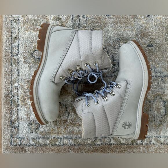 Timberland Puffer Boot in Light Grey Nubuck Blue Size 8.5 NWT - Picture 5 of 12